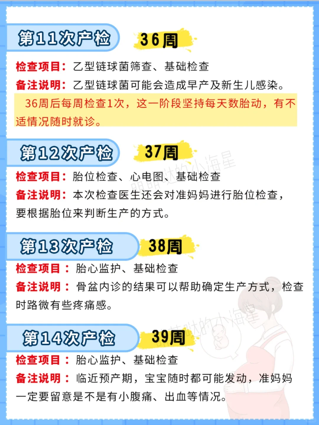 孕期检查时间表！这几项产检时间别错过~